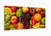 Quadros Decorativos Cozinha Frutas 120x60 3 peças em Tecido com moldura filete - Foto 5