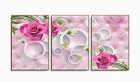 Quadros Decorativos Feminino Rosas Botanico Quarto 120x60 3 peças com moldura filete - Foto 6