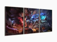 Quadros Decorativos Jogos Online Lol 120x60 3 peças com moldura filete - Foto 2