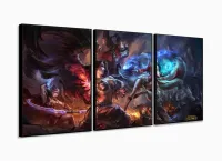 Quadros Decorativos Jogos Online Lol 120x60 3 peças com moldura filete - Foto 3