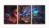 Quadros Decorativos Jogos Online Lol 120x60 3 peças com moldura filete - Foto 6