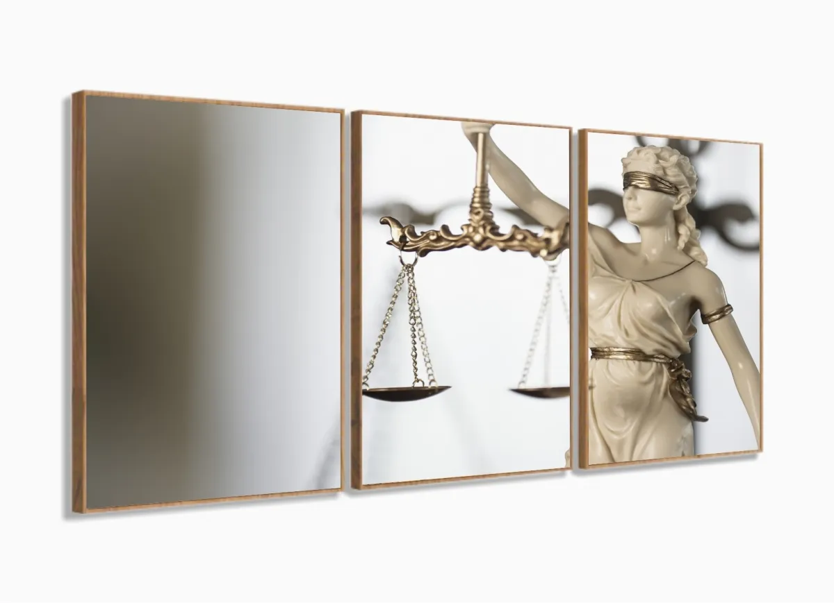 Quadros Decorativos Judiciario Advocacia Escritório 120x60 3 peças com moldura filete Imagem