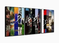 Quadros Decorativos Musica Pink Floyd 120x60 3 peças em Tecido com moldura filete - Foto 3