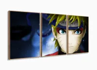 Quadros Decorativos Naruto 120x60 3 peças em Tecido com moldura filete