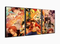 Quadros Decorativos One Piece 120x60 3 peças em Tecido com moldura filete - Foto 3