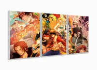 Quadros Decorativos One Piece 120x60 3 peças em Tecido com moldura filete - Foto 4