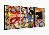 Quadros Decorativos One Piece 120x60 3 peças em Tecido Sala com moldura filete - Foto 3