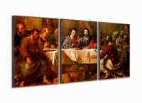 Quadros Decorativos Santa Ceia Catolico Copa Cozinha 120x60 3 peças com moldura filete - Foto 2