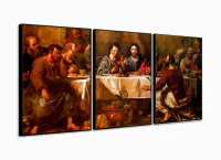 Quadros Decorativos Santa Ceia Catolico Copa Cozinha 120x60 3 peças com moldura filete - Foto 3