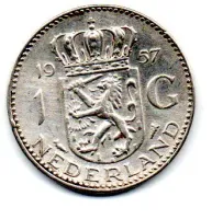 Holanda - 1957 - 1 Gulden - Prata .720 - Aprox. 6,5g - 25mm - Polida
