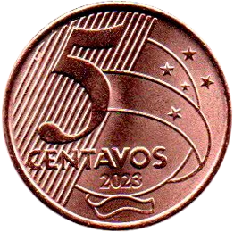 2023 - 5 Centavos - Moeda Brasil - Estado de Conservação: Flor de Cunho (FC)