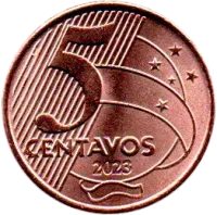 2023 - 5 Centavos - Moeda Brasil - Estado de Conservação: Flor de Cunho (FC)