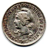 1907 - 500 Réis - Com Acento - Prata .900 - Aprox. 5g - 22mm - Moeda Brasil