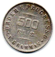 1908 - 500 Réis - Sem Acento - Prata .900 - Aprox. 5g - 22mm - Moeda Brasil - Foto 2