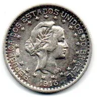1913 - 500 Réis - Prata .900 - Aprox. 5g - 22mm - Moeda Brasil
