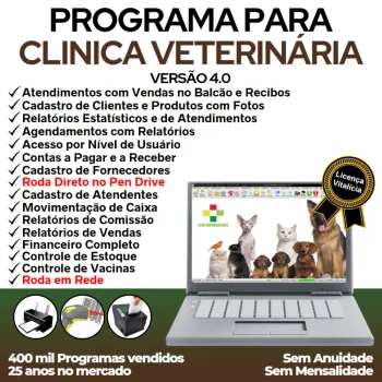 Programa para Clinica Veterinária com Agendamento, Vendas e Financeiro v4.0 Plus - FPQsystem