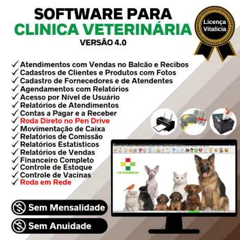 Software para Clinica Veterinária com Agendamento, Vendas e Financeiro v4.0 Plus - FPQsystem