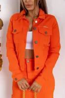Jaqueta Jeans Confort Revanche Feminina Laranja - Foto 3