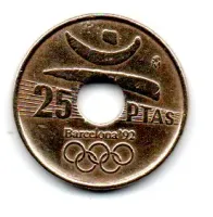 Espanha - 1990 - 25 Pesetas - Comemorativa Olimpíadas de 1992 - Polida