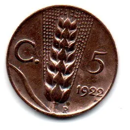 Itália - 1922 - 5 Centesimi - Polida