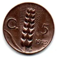 Itália - 1922 - 5 Centesimi - Polida