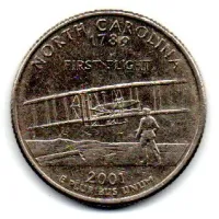Estados Unidos - 2001P - 25 Cents - North Carolina - State Quarter Dollar