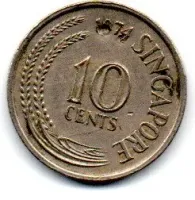 Cingapura - 1974 - 10 Cents - C/ Mossa