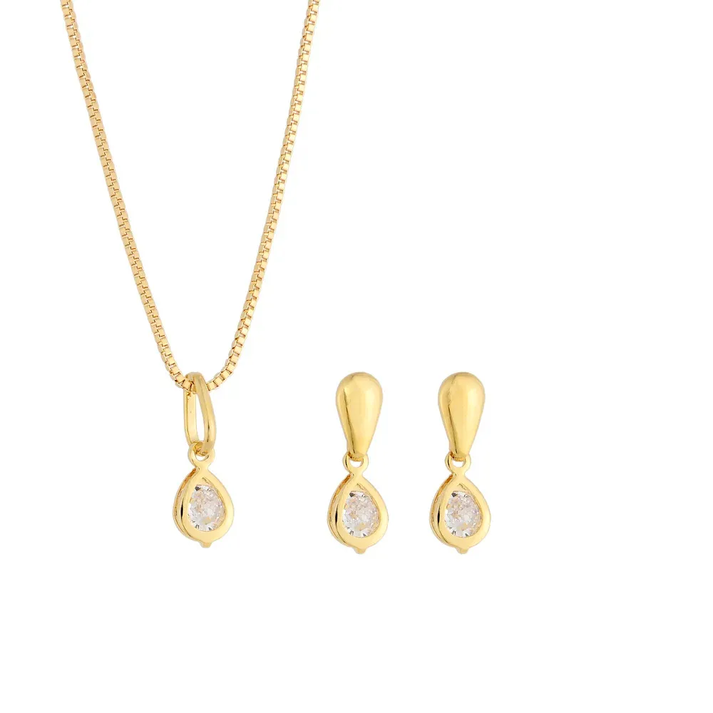 Conjunto de brincos e colar com pingente    BCF548 Imagem