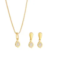 Conjunto de brincos e colar com pingente    BCF548