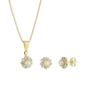 Conjunto de brincos e colar com pingente   BCF545