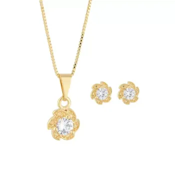 Conjunto de brincos e colar com pingente    BCF173