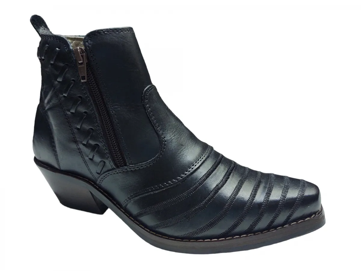 Ref: 419 - Bota Country Garrutti Zíper - Tatu - Cor Preto