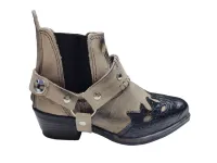 Ref: 0728 - Bota Country Infantil - Cor Areia Preto Croco
