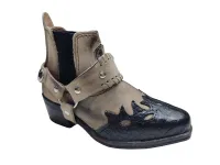 Ref: 0728 - Bota Country Infantil - Cor Areia Preto Croco - Foto 2