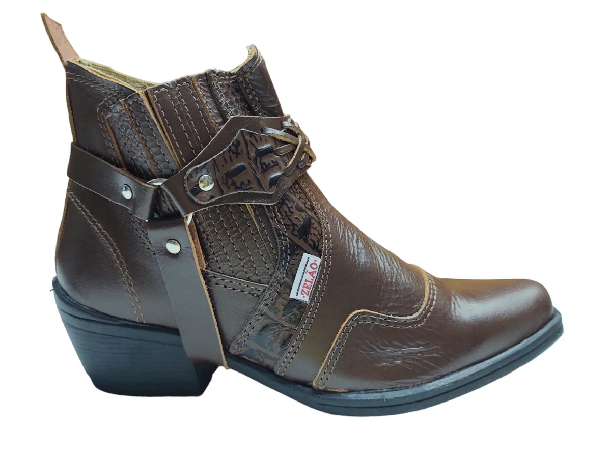 Ref: 115C - Bota Country Zelão - Cor Café/Jacaré