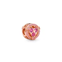 Berloque redondo rosa rose – em Prata925