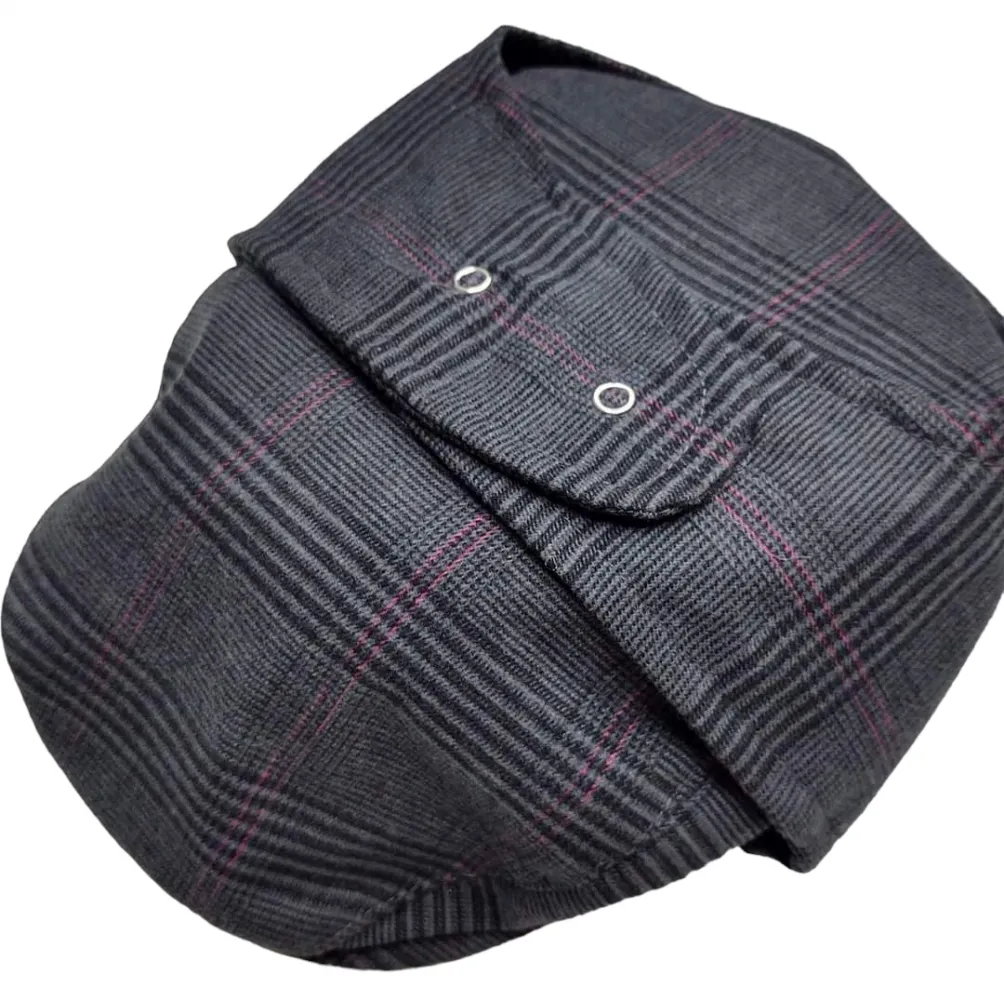 Ref: 1100 - Boné Com Orelha Xadrez Príncipe de Gales Grafite Imagem