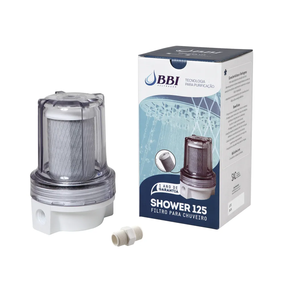 Filtro Shower Transparente 5" para Chuveiro e Ducha c/ Niple