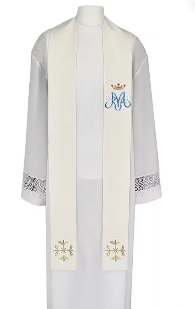 Estola Com Bordado Mariano 5 Cores Litúrgicas