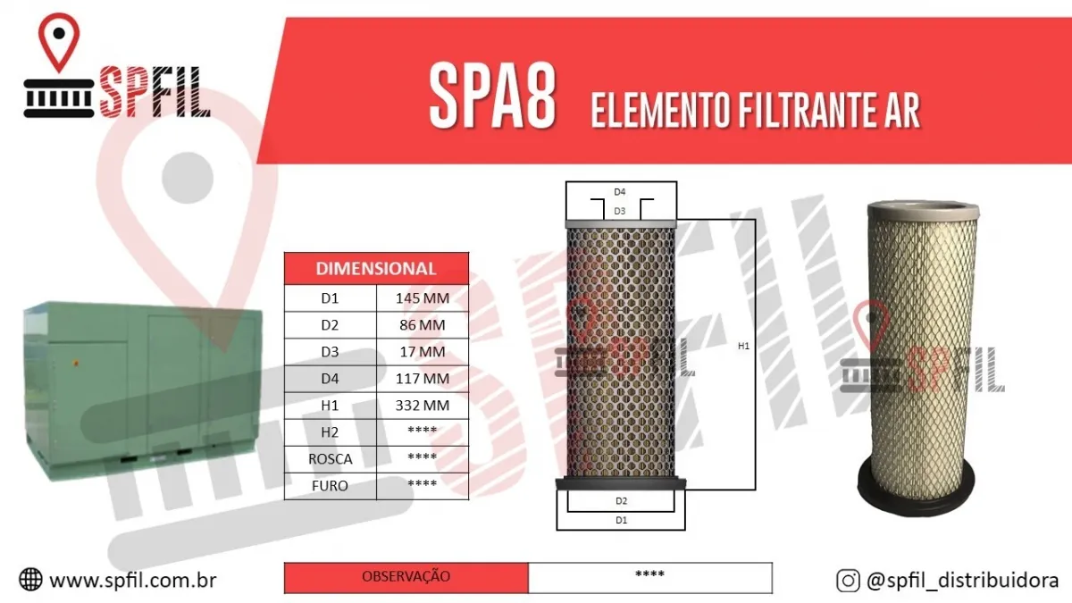 ELEMENTO FILTRANTE AR SPA8