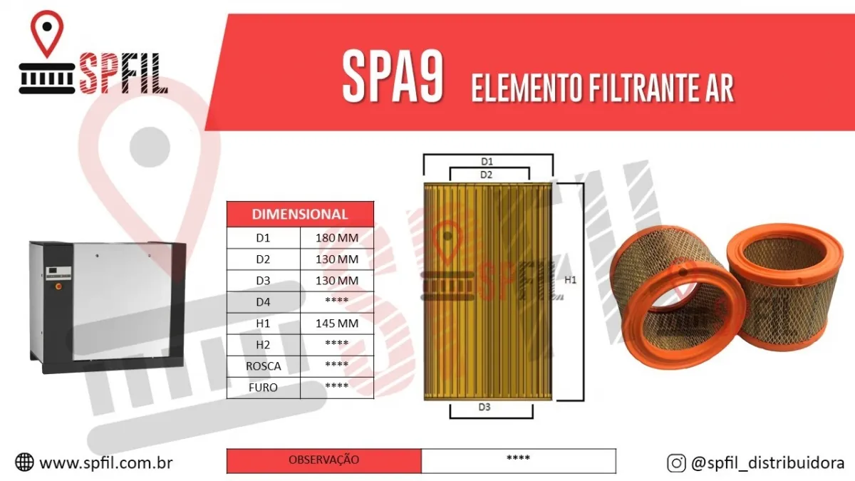 ELEMENTO FILTRANTE AR SPA9