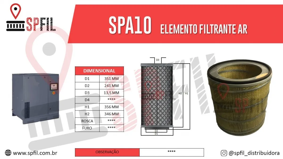 ELEMENTO FILTRANTE AR SPA10