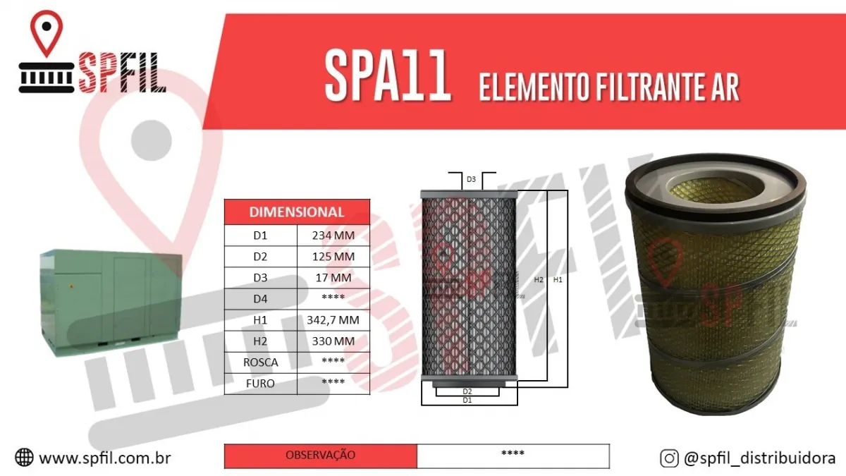 ELEMENTO FILTRANTE AR SPA11