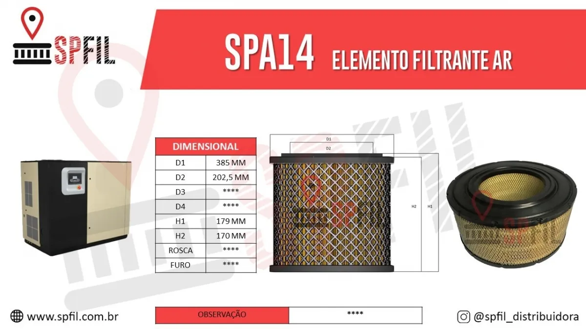 ELEMENTO FILTRANTE AR SPA14