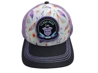 Ref: TH31 - Boné Texas Head Feminino - Cor Branco Florido Aba Preta.