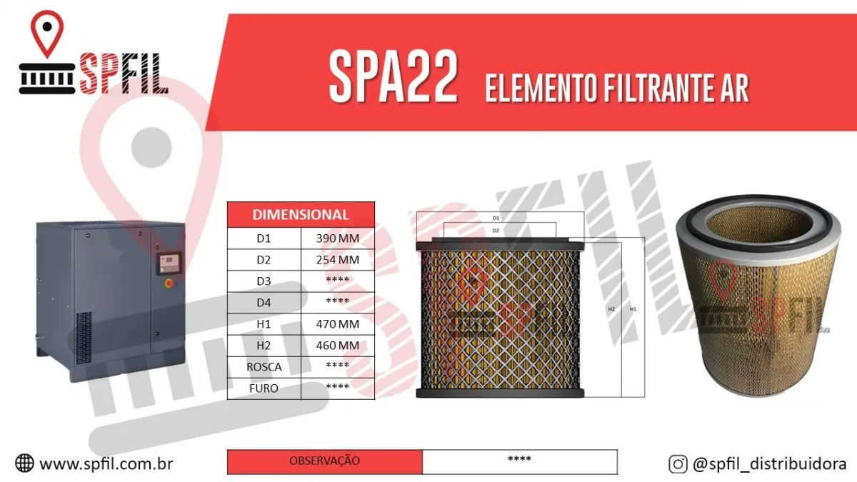 ELEMENTO FILTRANTE AR SPA22