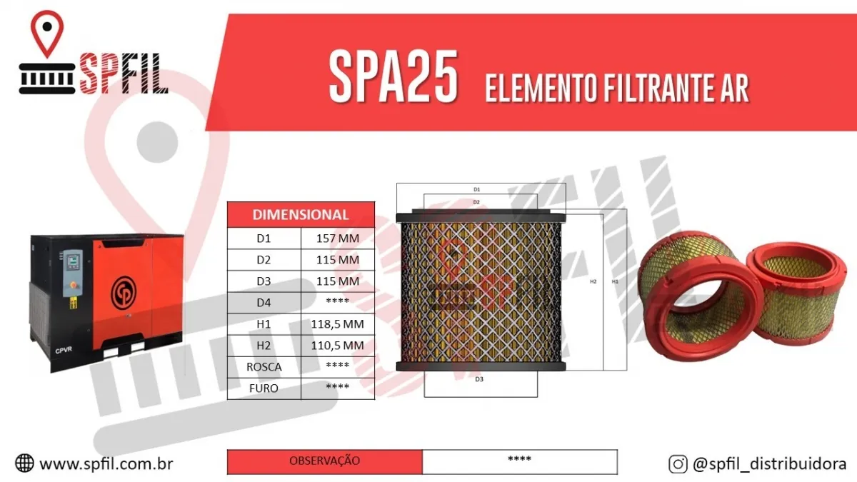 ELEMENTO FILTRANTE AR SPA25