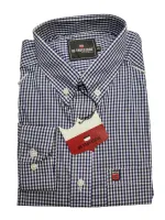 Ref: 39194 - Camisa Country Xadrez Azul/Branco - Os Vaqueiros - Manga Longa 