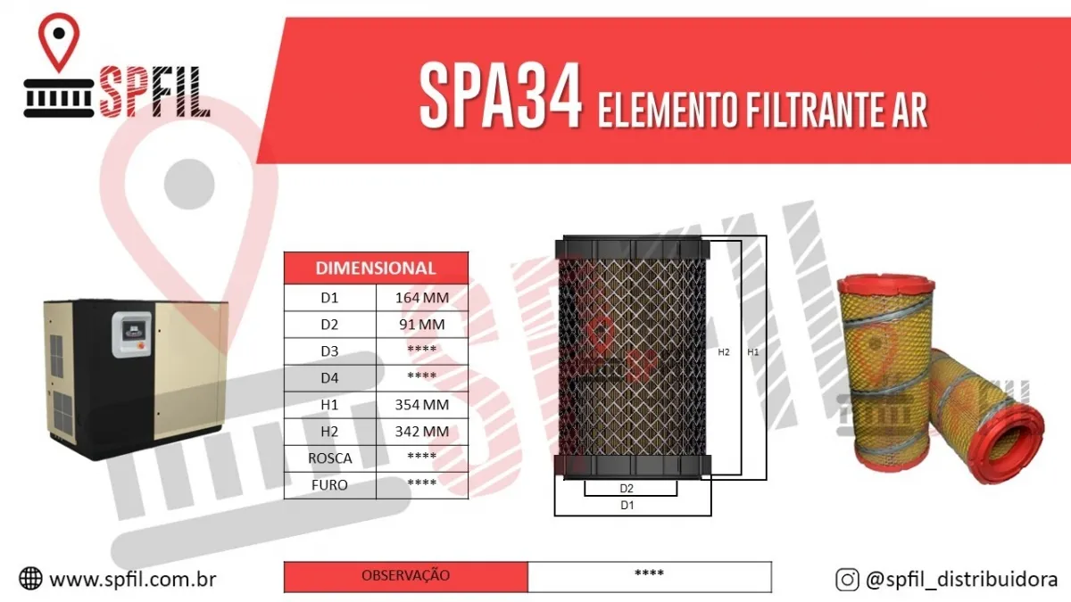 ELEMENTO FILTRANTE AR SPA34