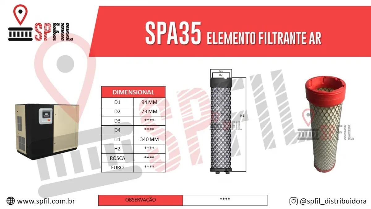 ELEMENTO FILTRANTE AR SPA35